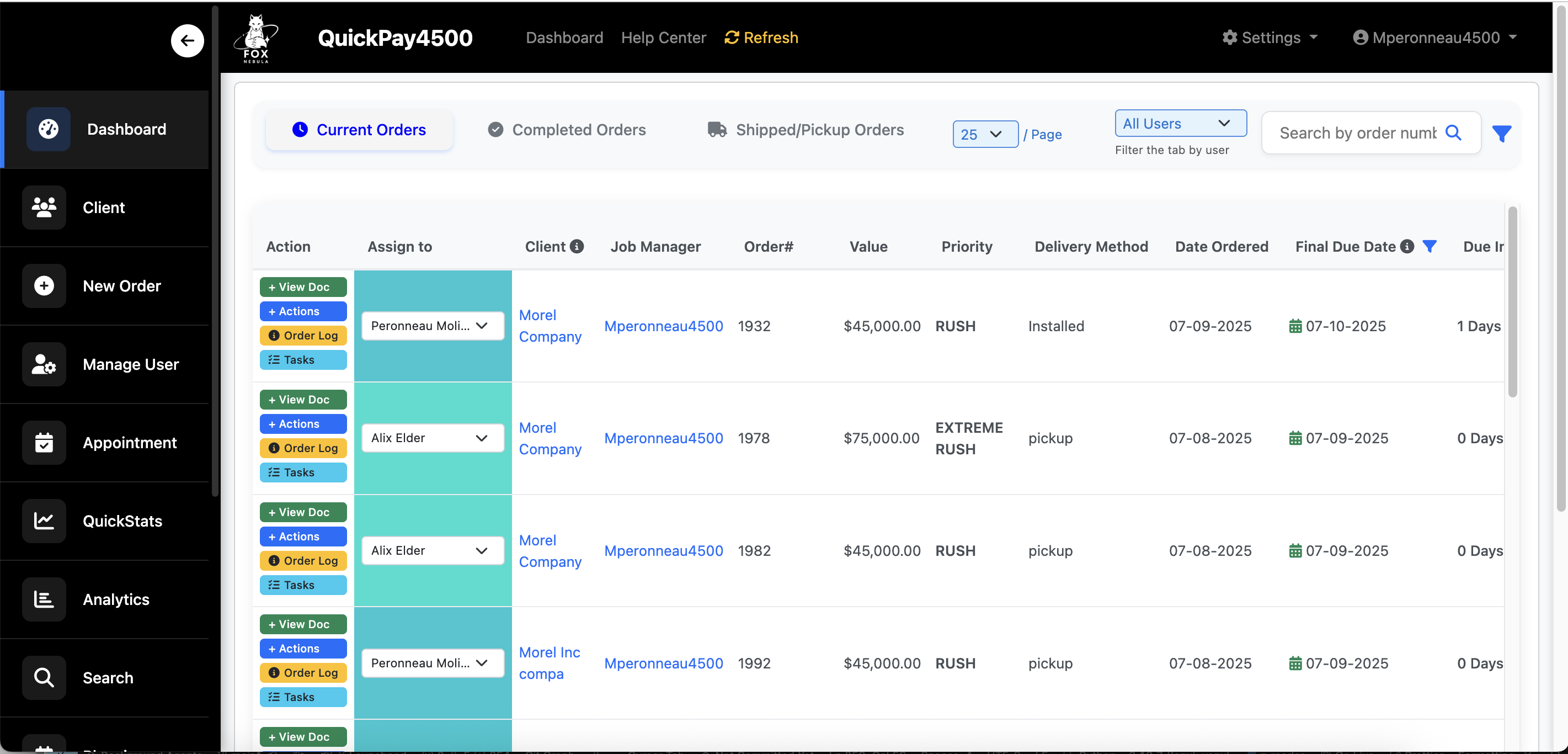 Order Management Dashboard