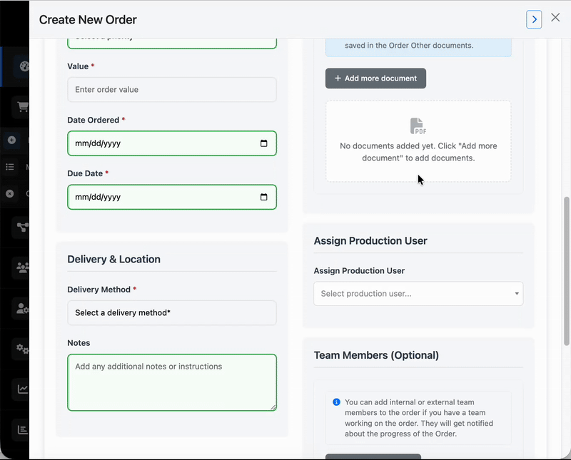 Add multiple documents to Order/Quote