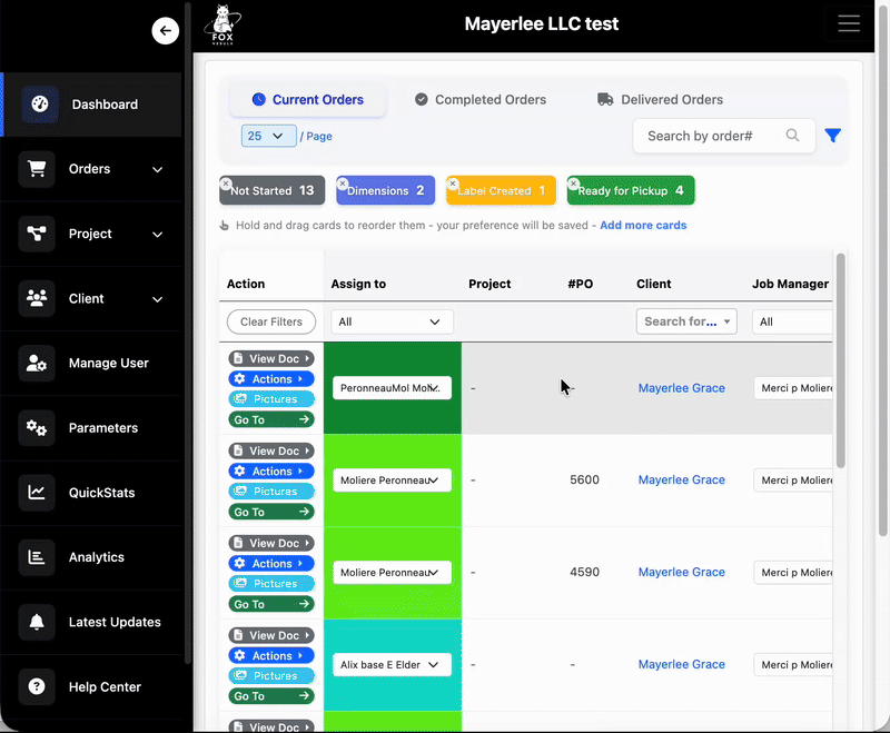 Manage table column visibility